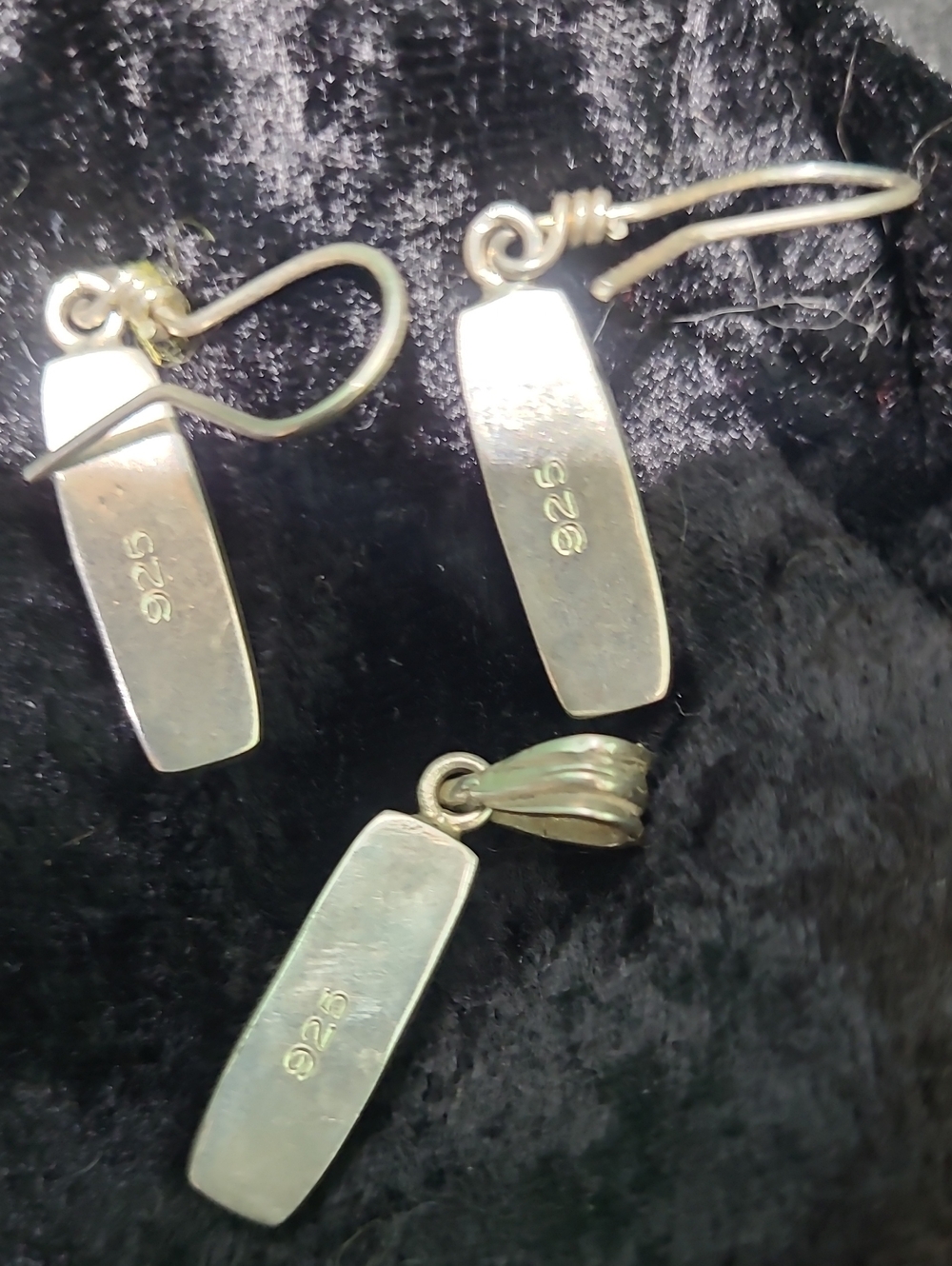Sterling Silver Pink and Light Blue Enamel Pendant & Earrings Set - Picture 2 of 2